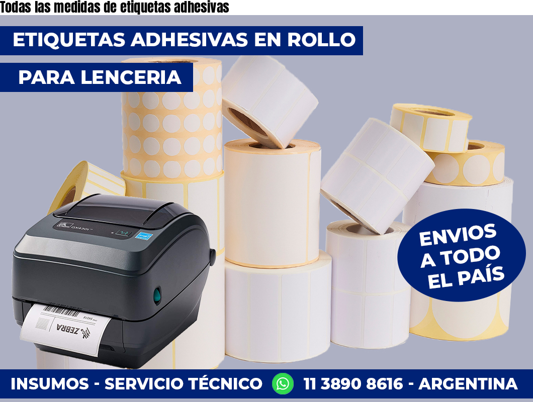 Todas las medidas de etiquetas adhesivas