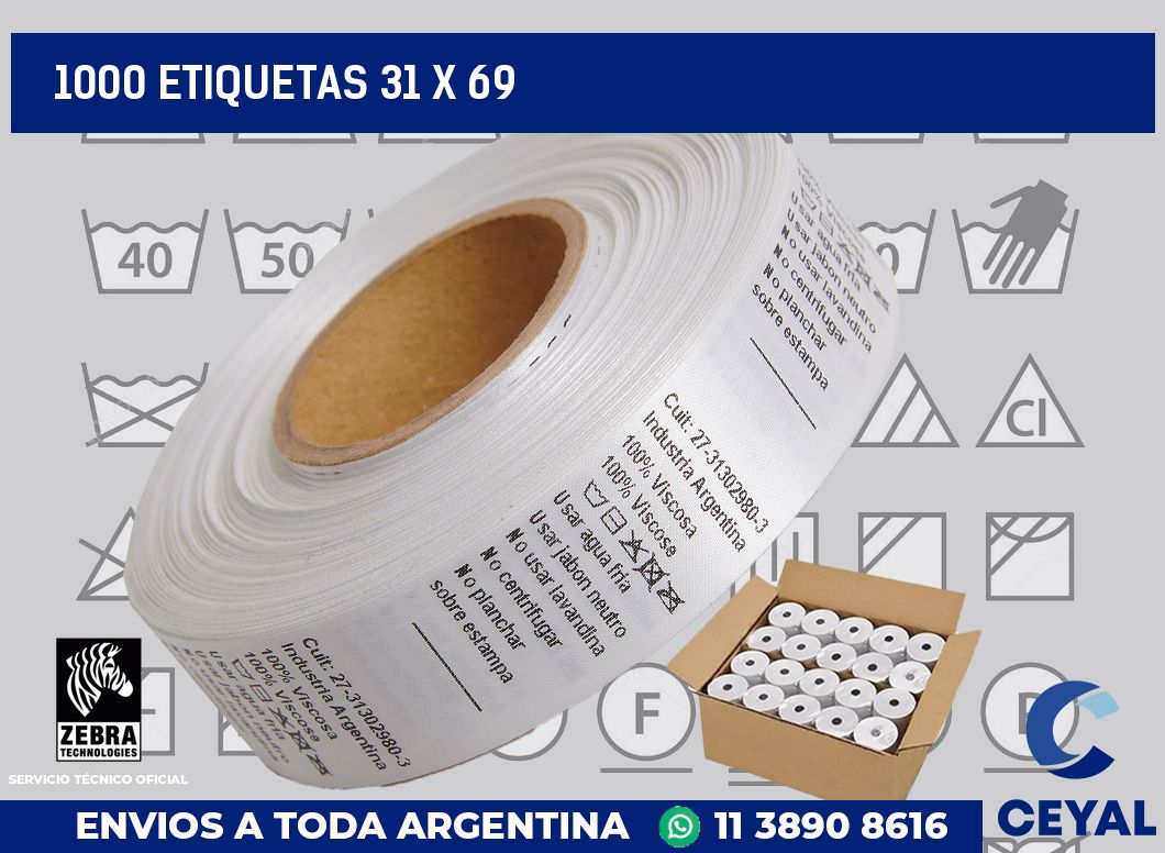1000 etiquetas 31 x 69