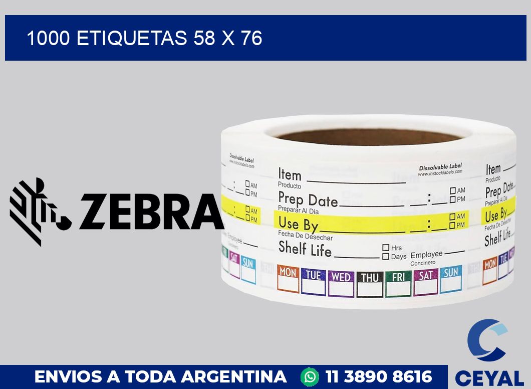 1000 etiquetas 58 x 76