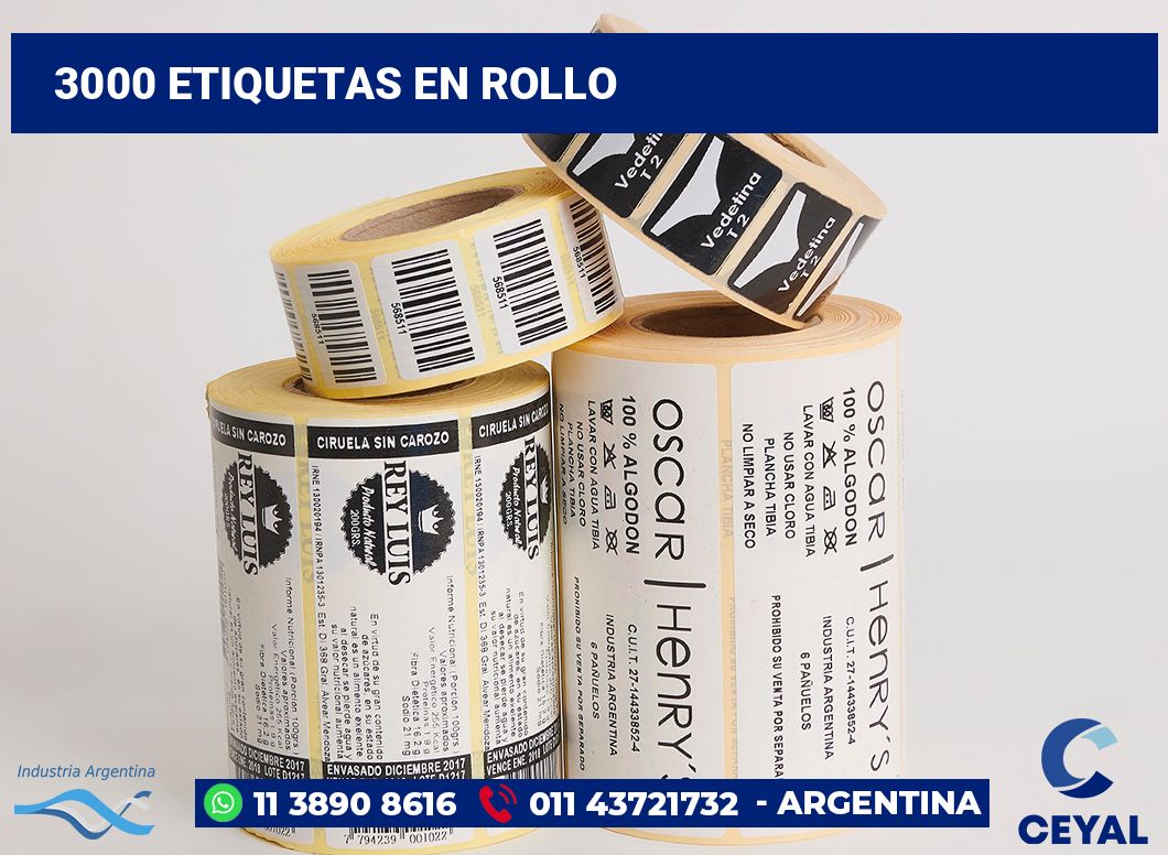 3000 Etiquetas en rollo