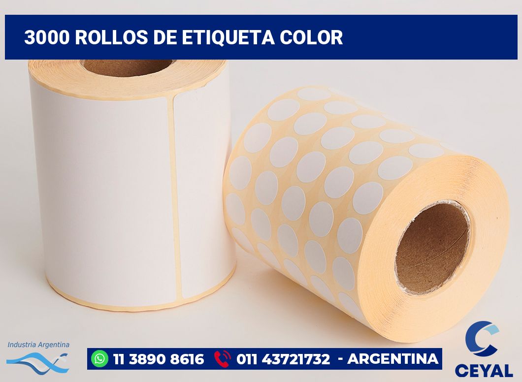 3000 Rollos de etiqueta color