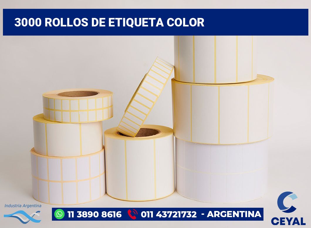 3000 Rollos de etiqueta color