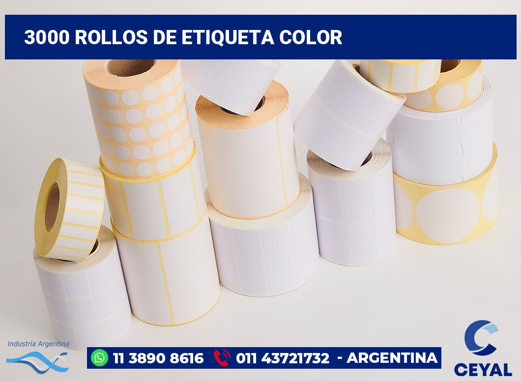 3000 Rollos de etiqueta color