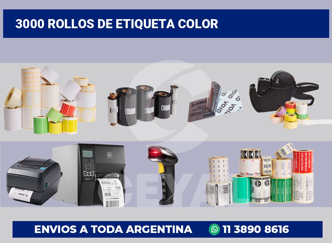3000 Rollos de etiqueta color