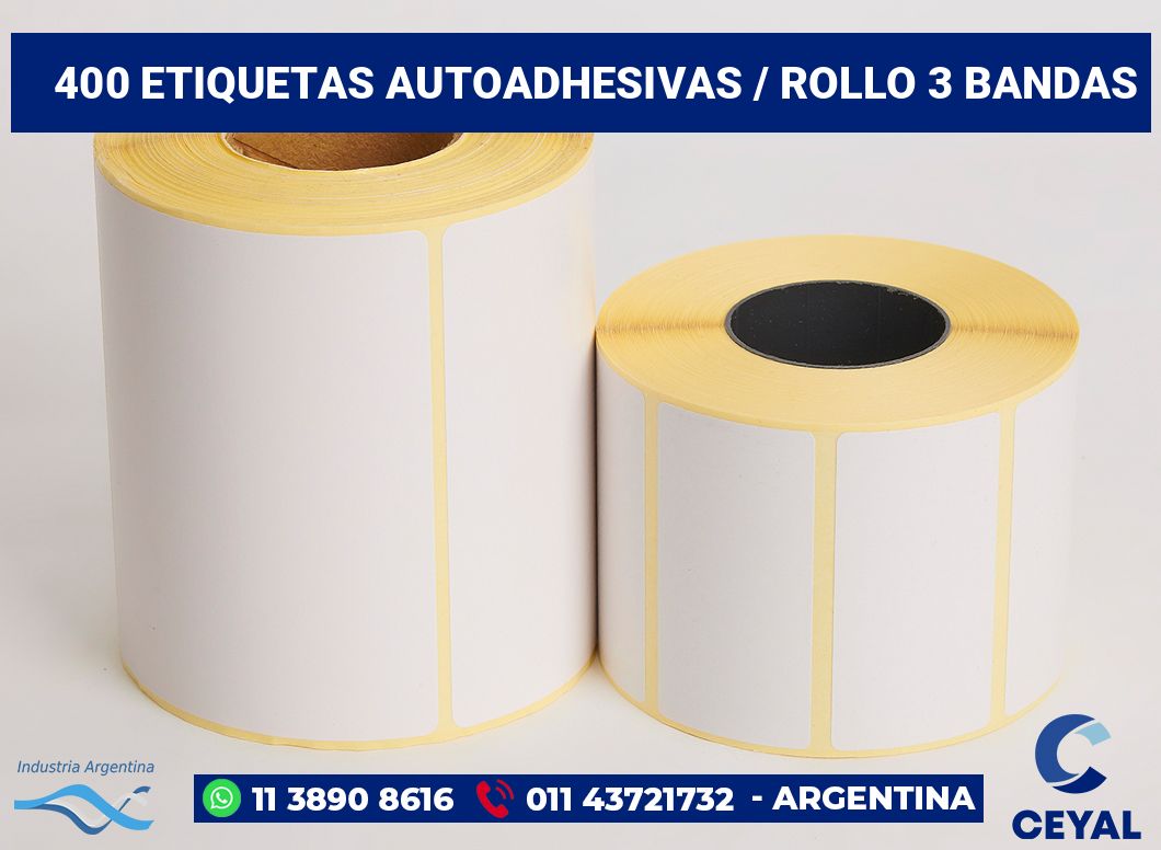 400 Etiquetas autoadhesivas / rollo 3 bandas