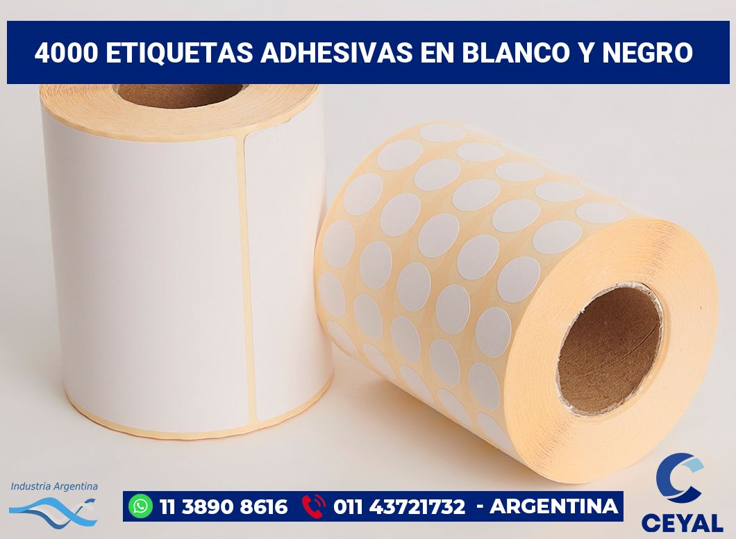 4000 Etiquetas adhesivas en blanco y negro
