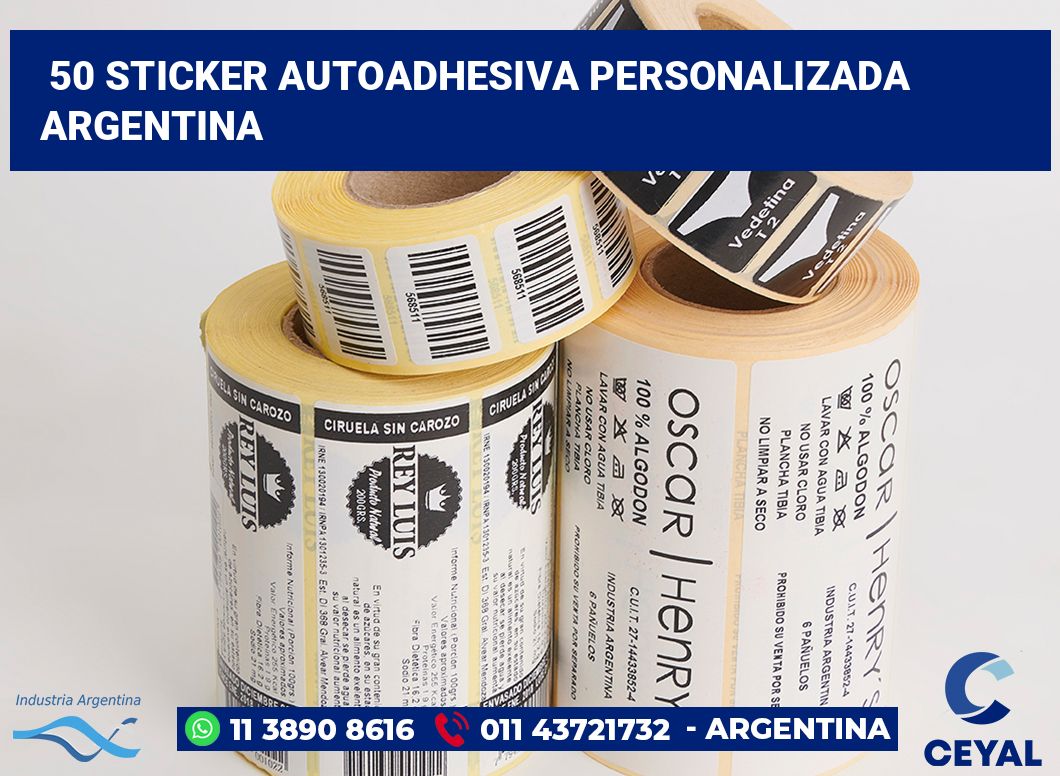 50 Sticker autoadhesiva personalizada argentina