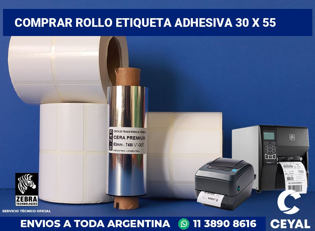 Comprar rollo etiqueta adhesiva 30 x 55
