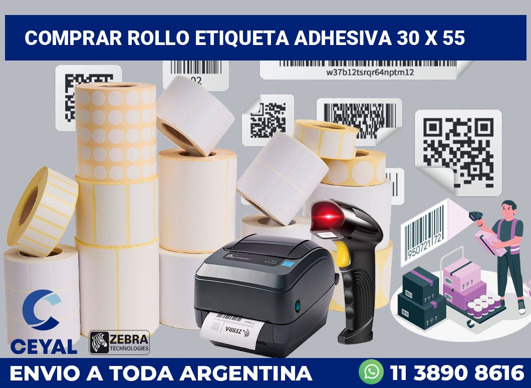 Comprar rollo etiqueta adhesiva 30 x 55