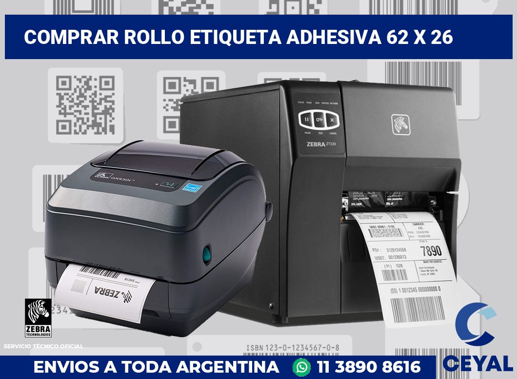Comprar rollo etiqueta adhesiva 62 x 26