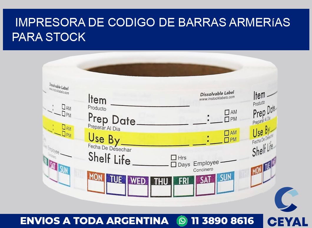 Impresora de codigo de barras Armerías para stock