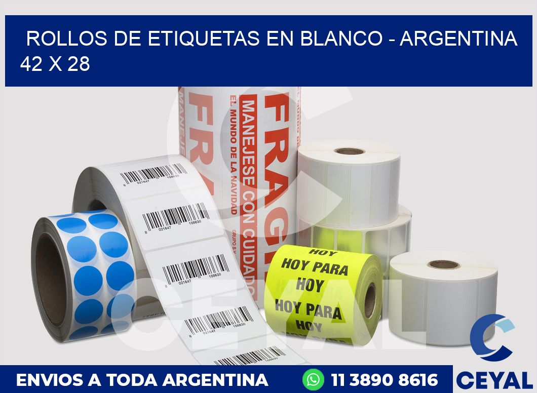 Rollos de etiquetas en blanco - Argentina 42 x 28