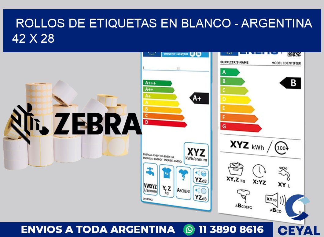 Rollos de etiquetas en blanco - Argentina 42 x 28