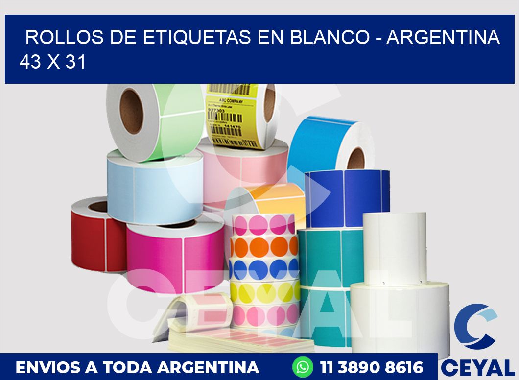 Rollos de etiquetas en blanco - Argentina 43 x 31