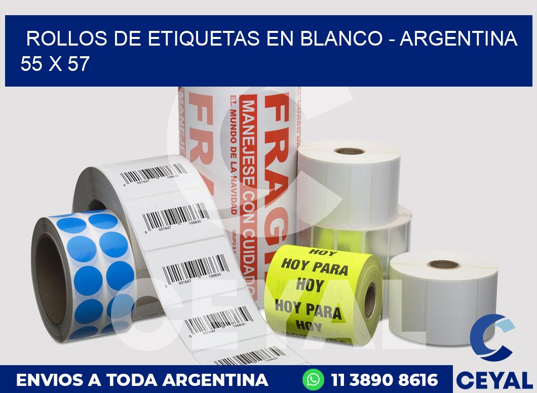 Rollos de etiquetas en blanco - Argentina 55 x 57