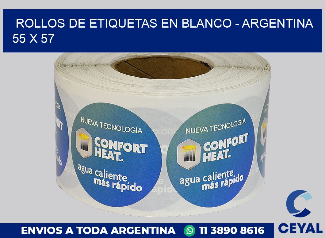 Rollos de etiquetas en blanco – Argentina 55 x 57
