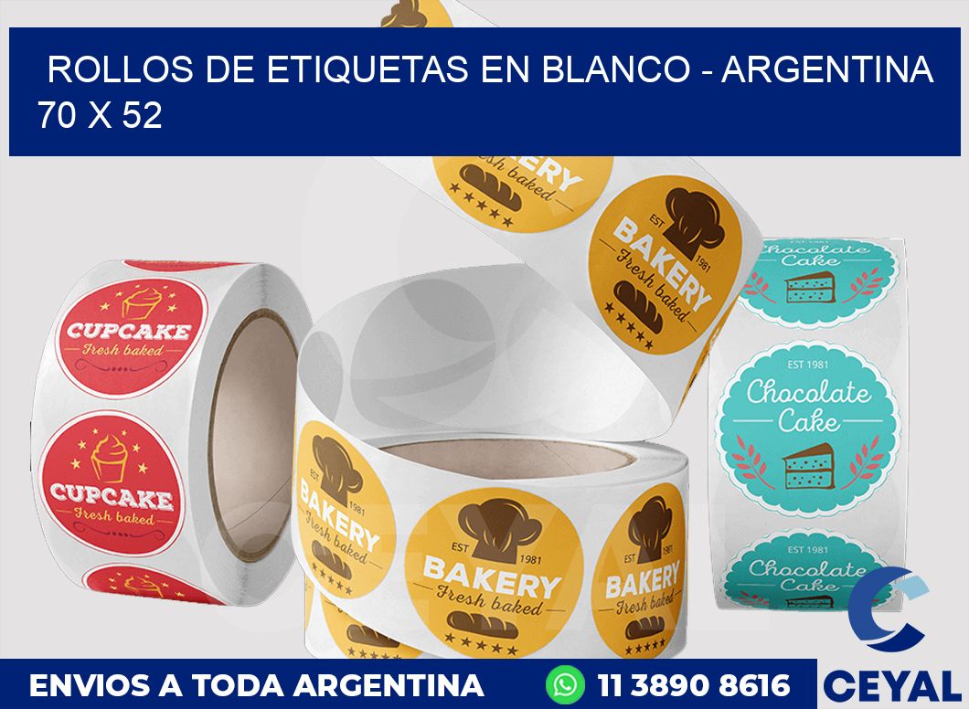 Rollos de etiquetas en blanco - Argentina 70 x 52