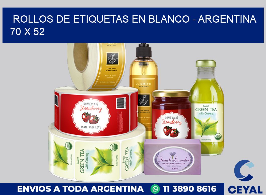 Rollos de etiquetas en blanco – Argentina 70 x 52