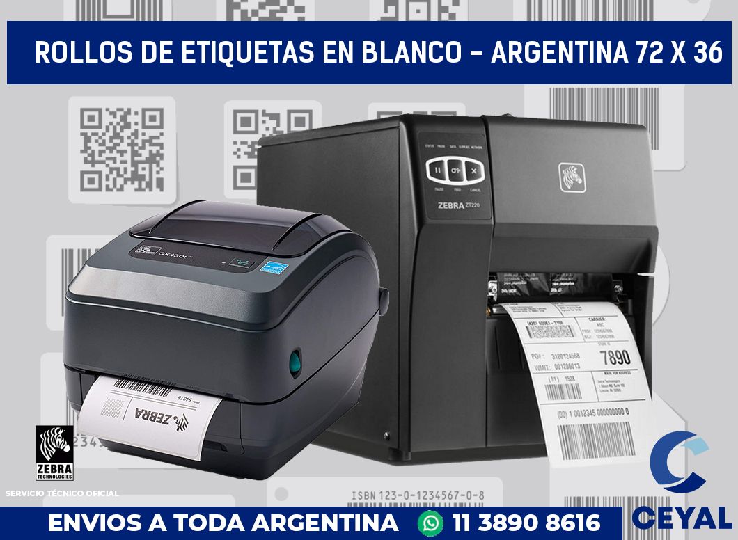 Rollos de etiquetas en blanco - Argentina 72 x 36