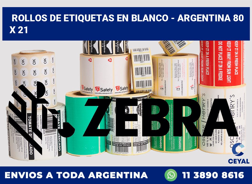 Rollos de etiquetas en blanco – Argentina 80 x 21