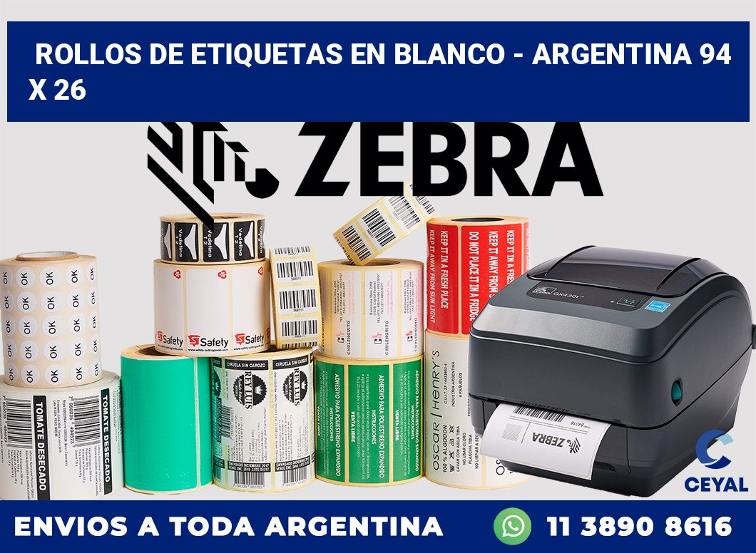Rollos de etiquetas en blanco - Argentina 94 x 26