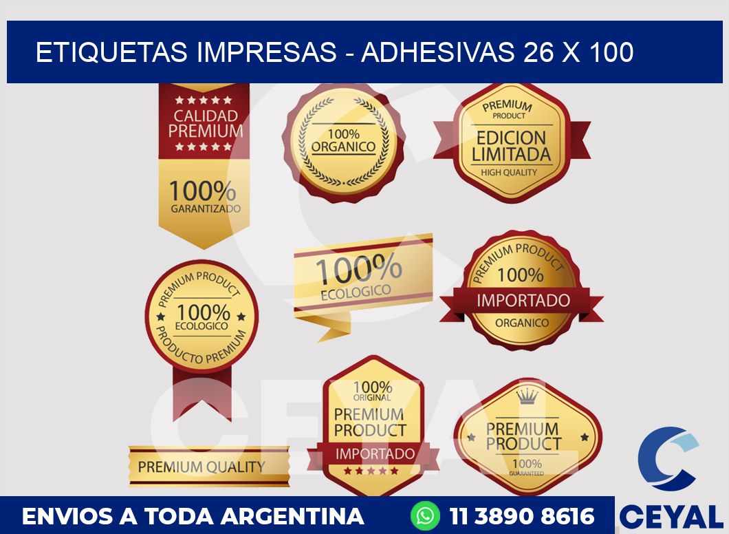 etiquetas impresas - Adhesivas 26 x 100