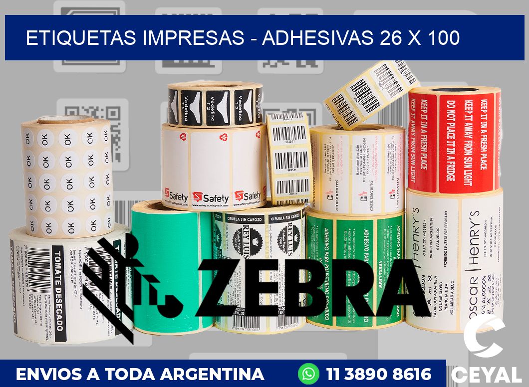 etiquetas impresas - Adhesivas 26 x 100