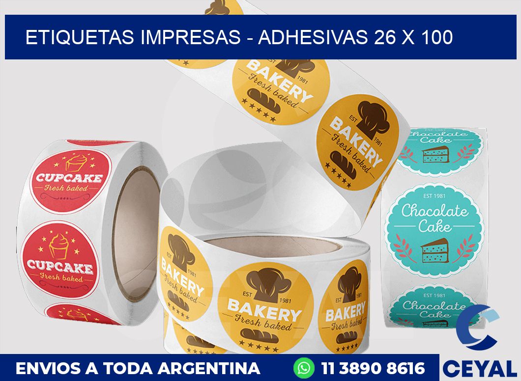 etiquetas impresas - Adhesivas 26 x 100