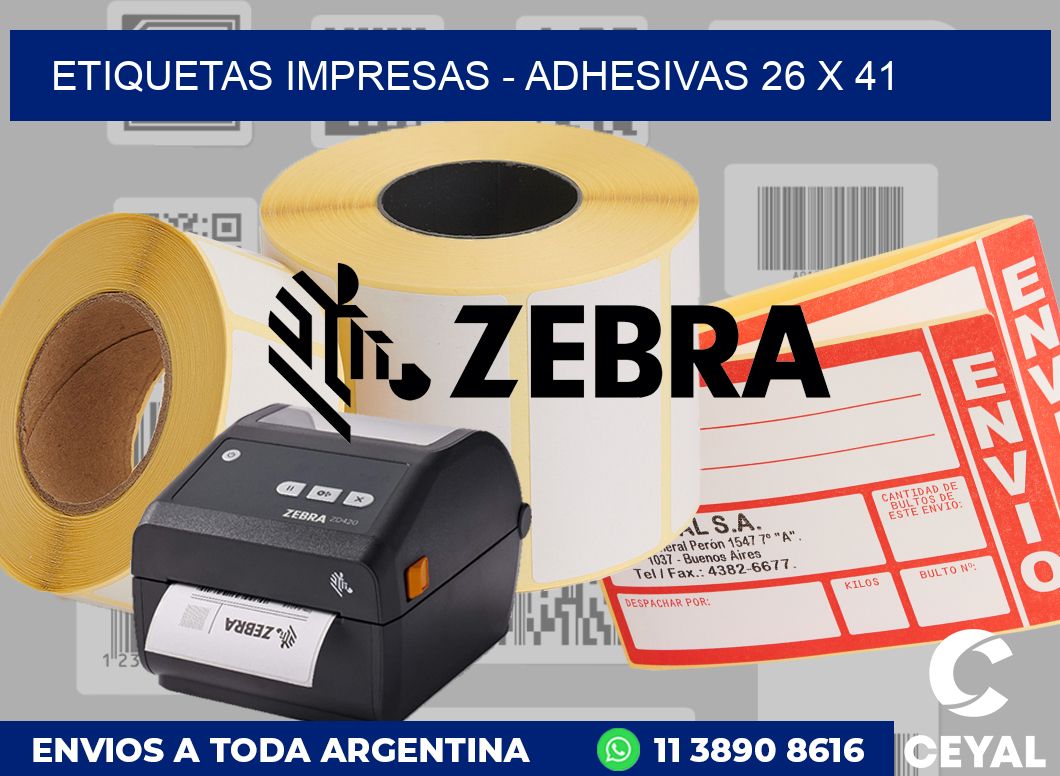 etiquetas impresas - Adhesivas 26 x 41