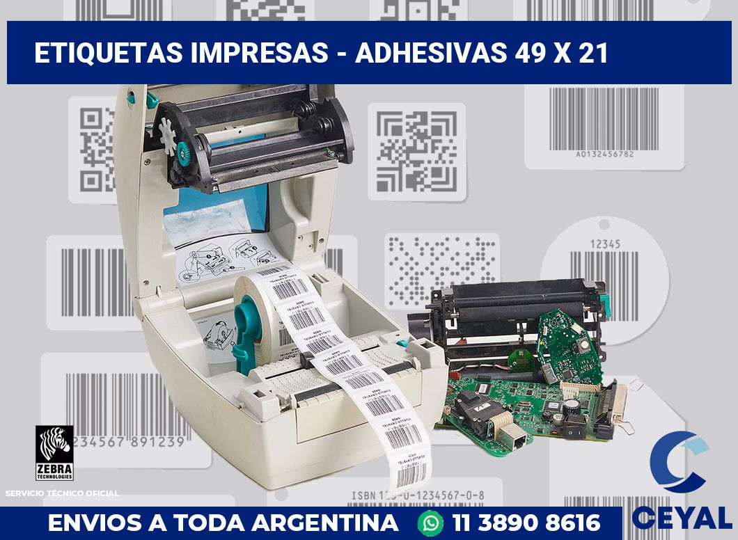 etiquetas impresas - Adhesivas 49 x 21