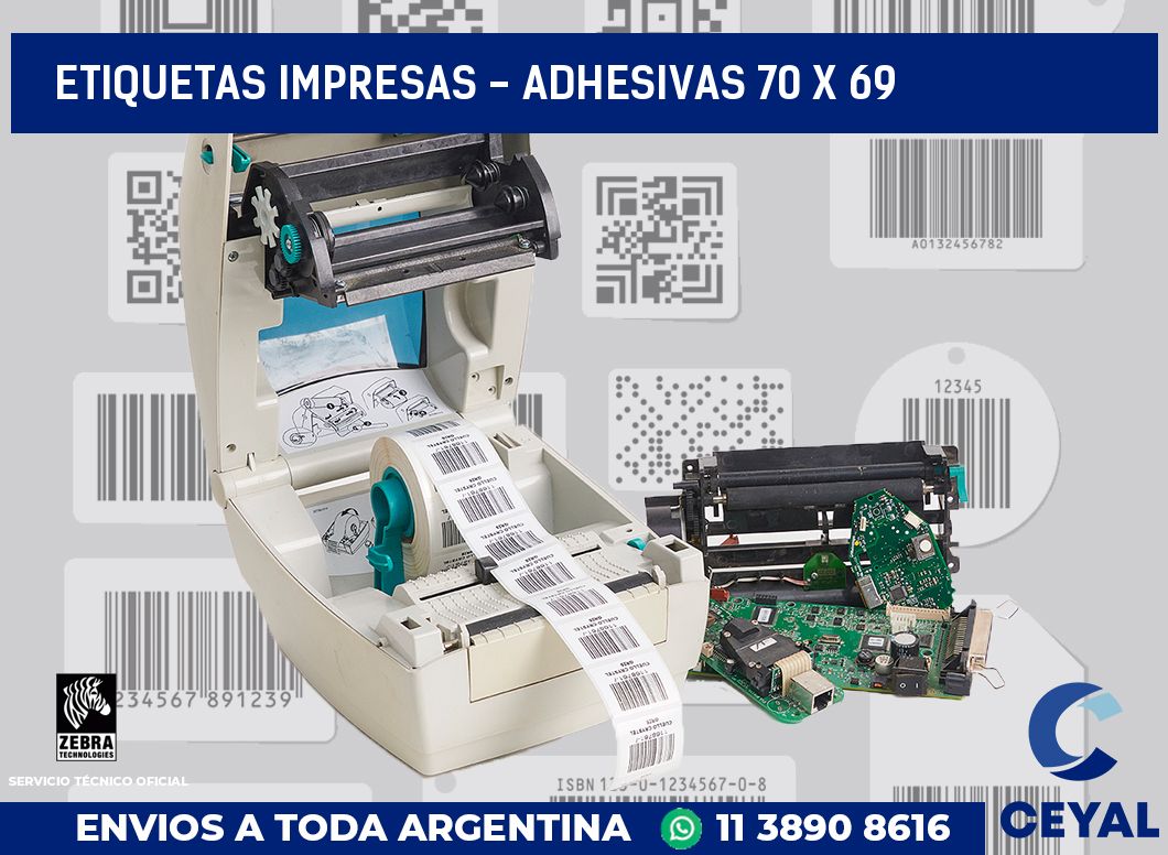 etiquetas impresas - Adhesivas 70 x 69
