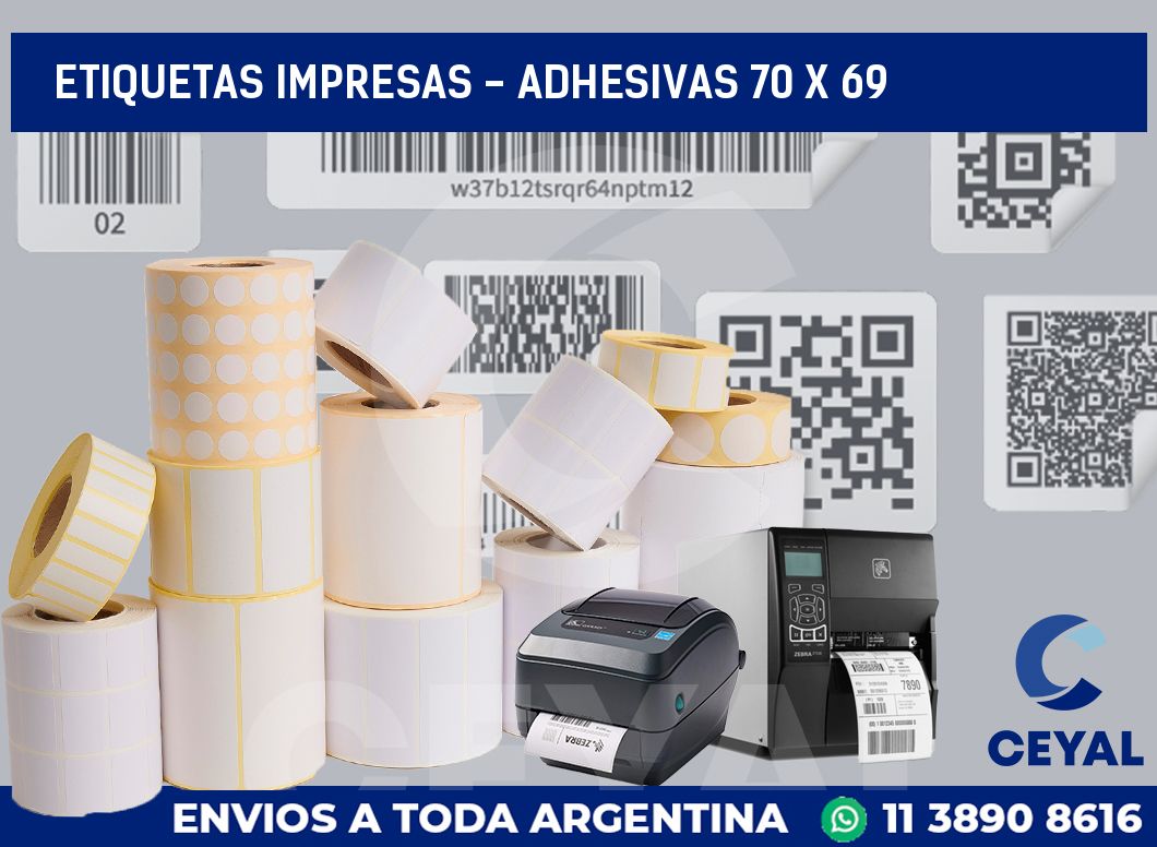 etiquetas impresas - Adhesivas 70 x 69