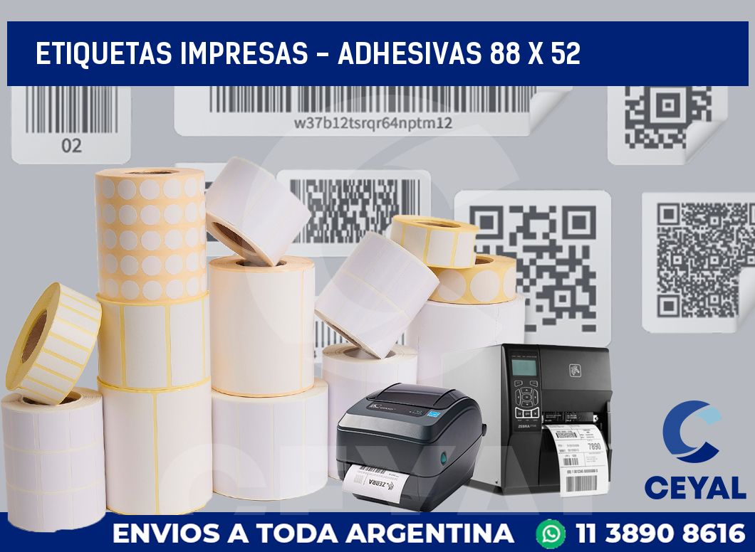 etiquetas impresas - Adhesivas 88 x 52