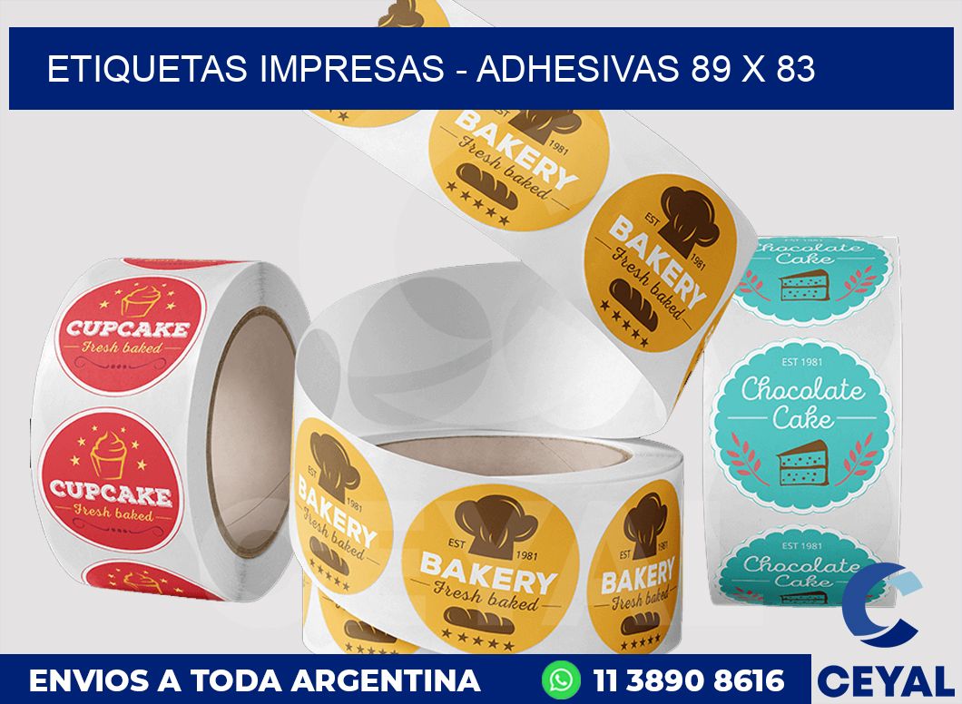 etiquetas impresas – Adhesivas 89 x 83