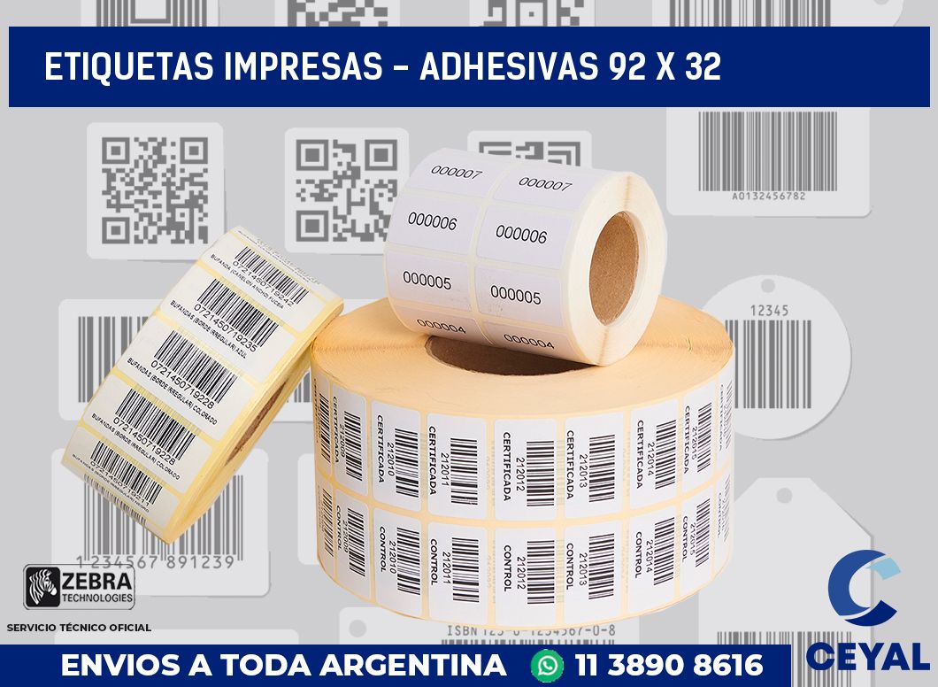etiquetas impresas - Adhesivas 92 x 32