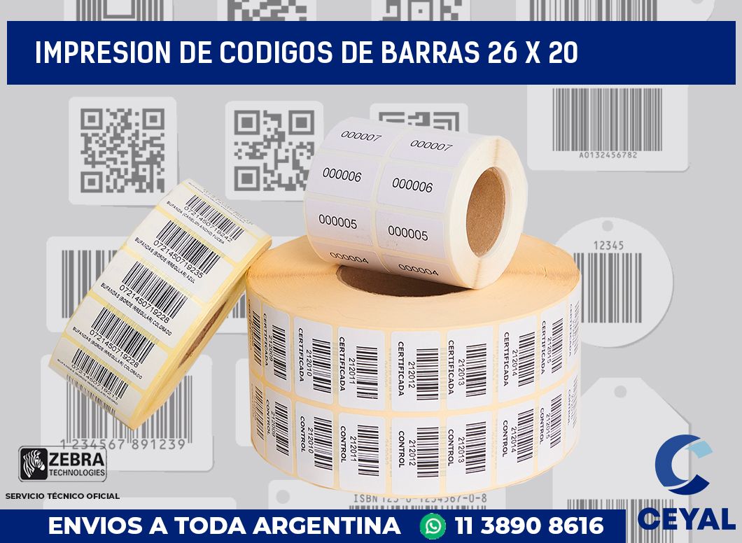 impresion de codigos de barras 26 x 20