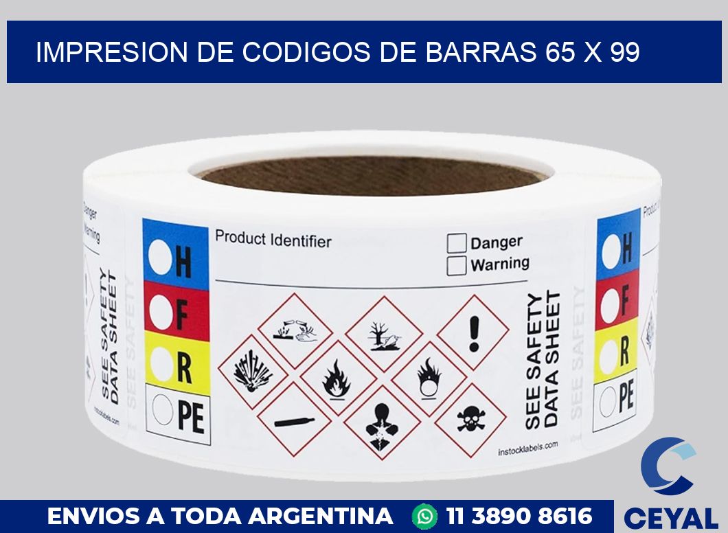 impresion de codigos de barras 65 x 99