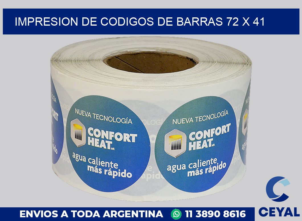 impresion de codigos de barras 72 x 41