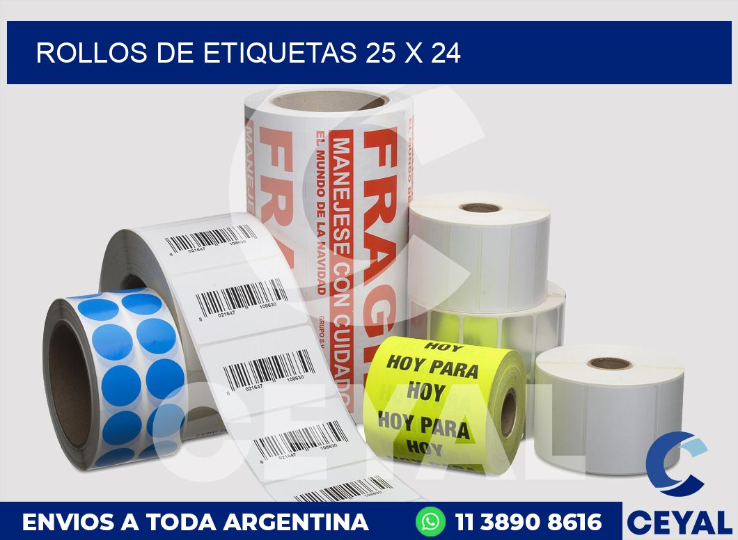 rollos de etiquetas 25 x 24