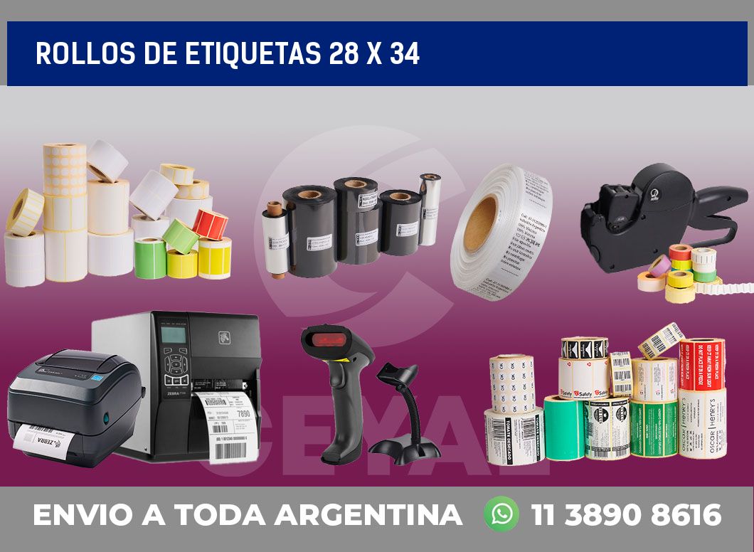 rollos de etiquetas 28 x 34