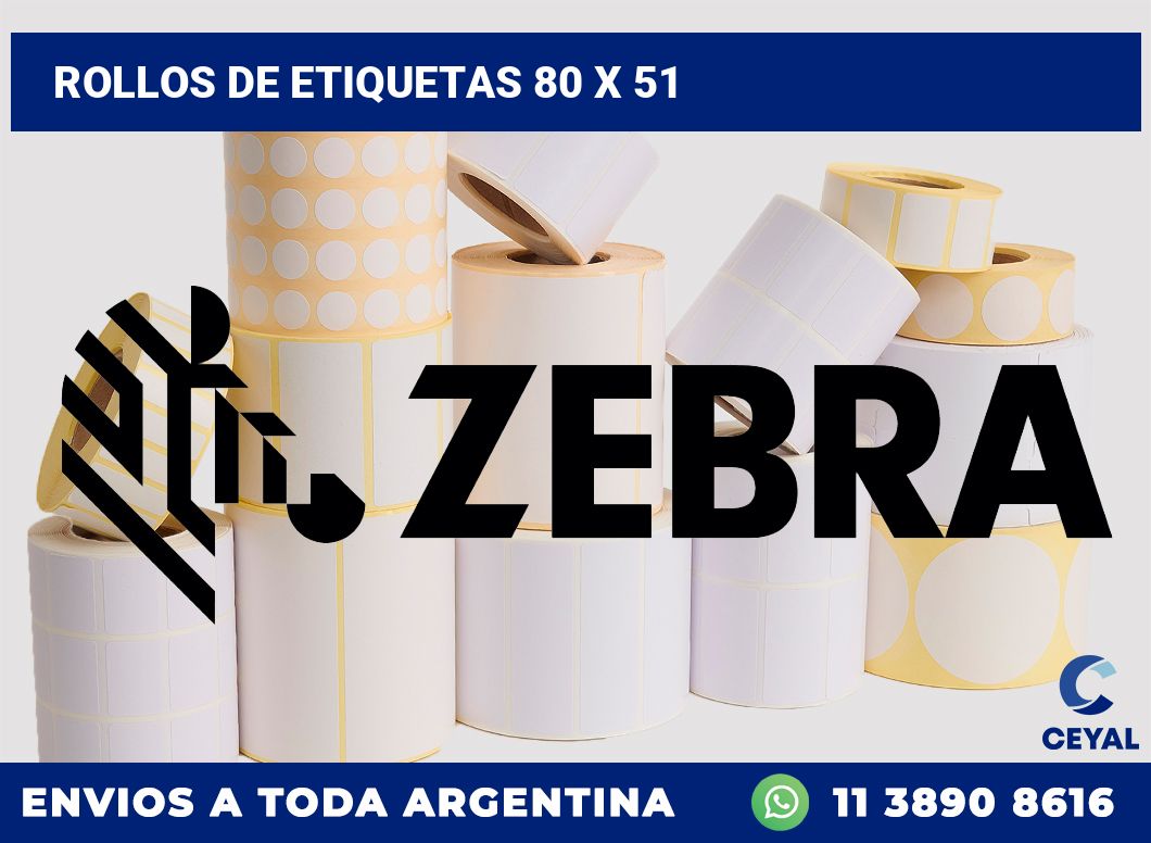 rollos de etiquetas 80 x 51