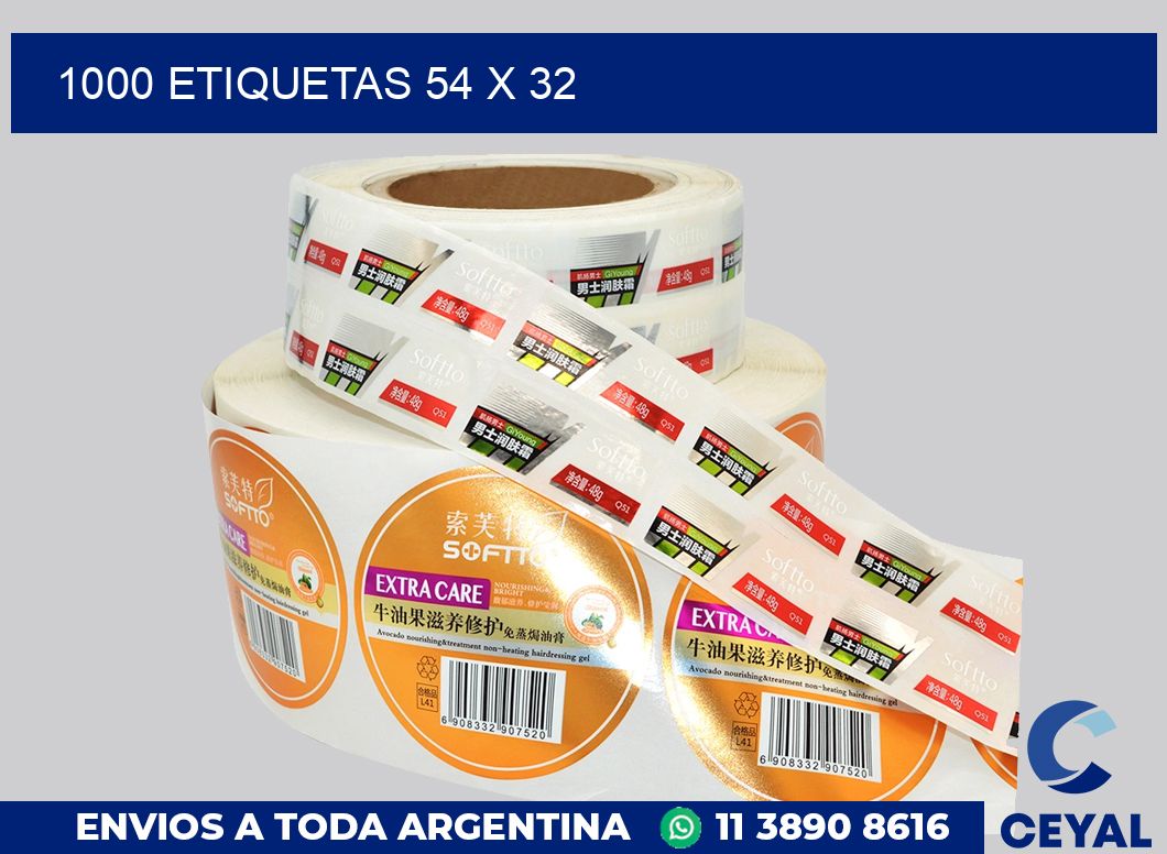 1000 etiquetas 54 x 32