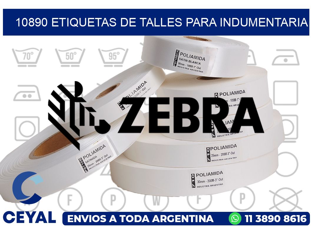 10890 Etiquetas de Talles para indumentaria