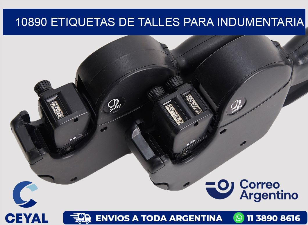 10890 Etiquetas de Talles para indumentaria
