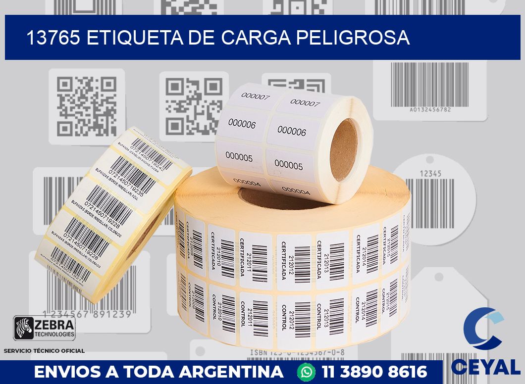 13765 Etiqueta de carga peligrosa