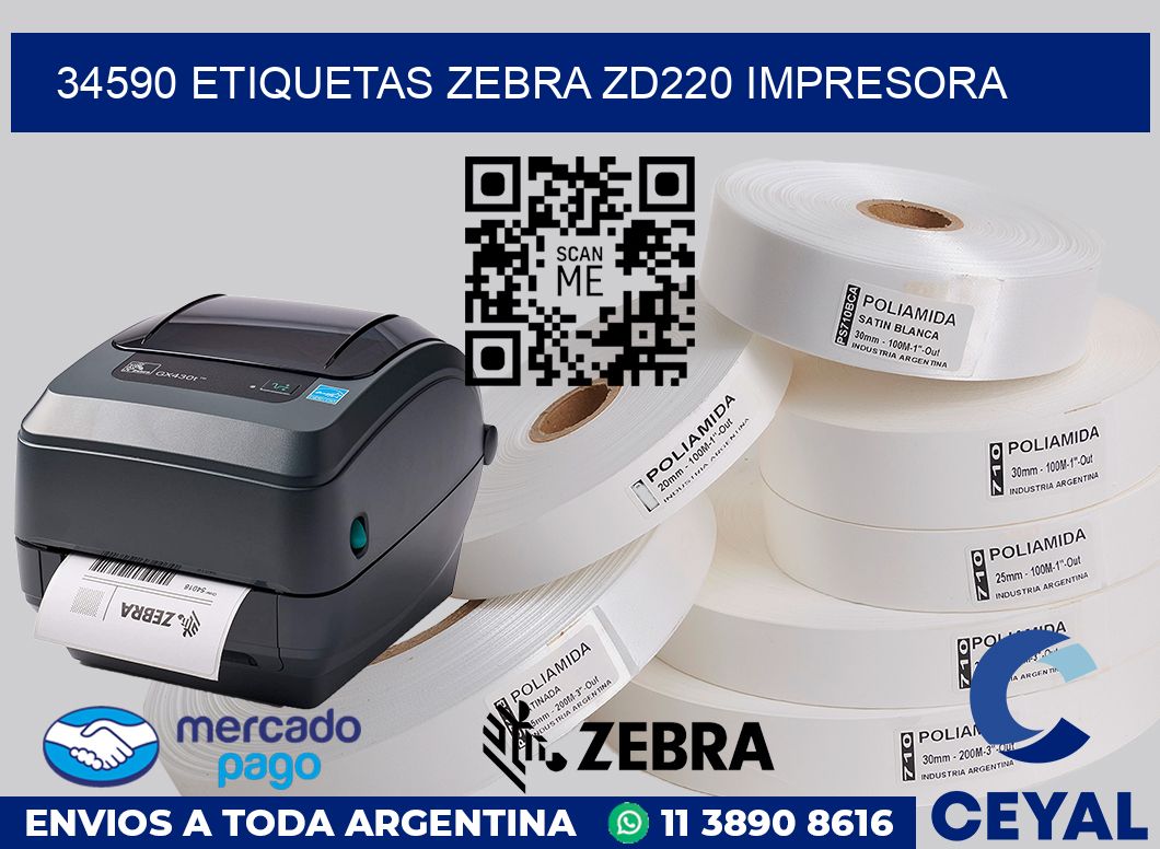34590 etiquetas Zebra zd220 impresora