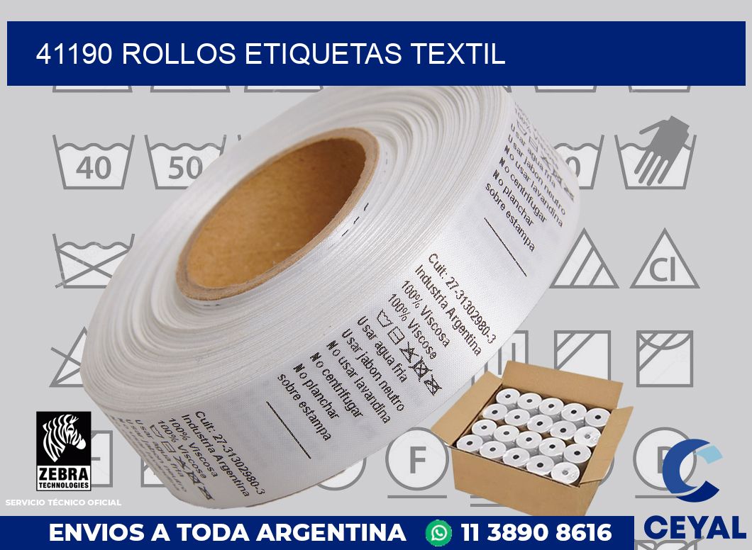 41190 rollos etiquetas textil