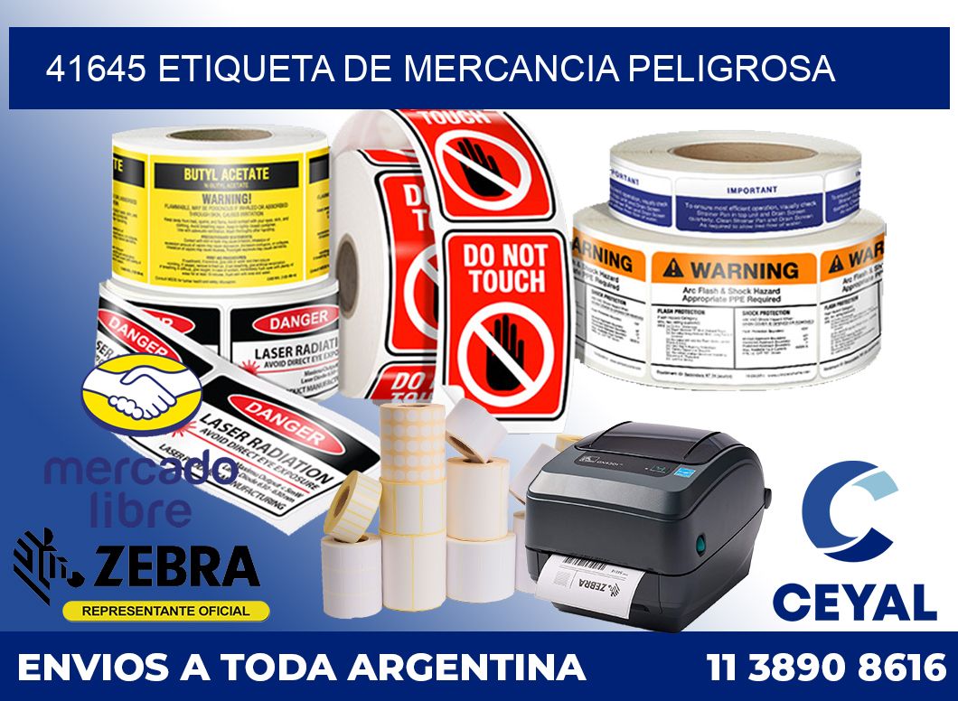 41645 Etiqueta de mercancia peligrosa