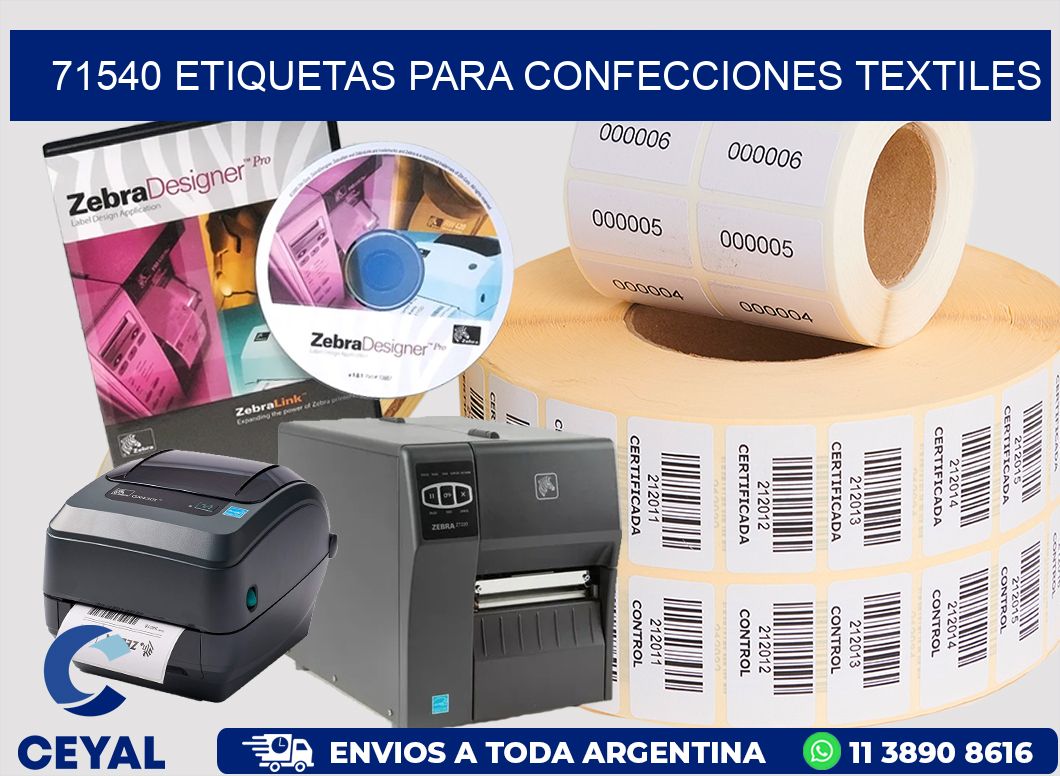 71540 Etiquetas para confecciones textiles