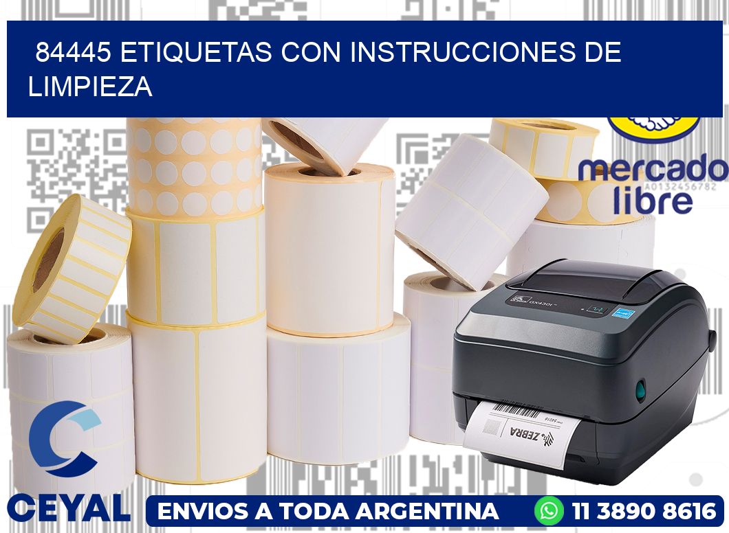 84445 Etiquetas con instrucciones de Limpieza